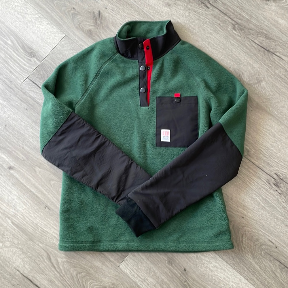 Topo Designs Subalpine Fleece Pullover - Women’s Small - Forest Green